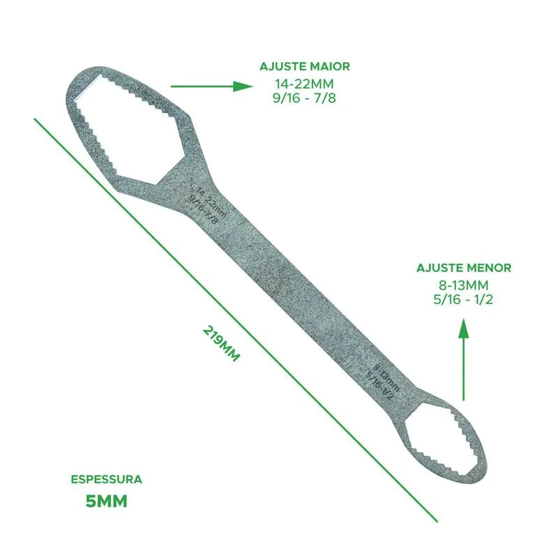 Chave Boca Fixa Aço Universal 8 a 22mm Cabeça Dupla Torx Ferramenta Resistente Multifuncional