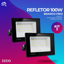 Kit 2 Refletor Bivolt Led 100w Holofote Prova Dágua Cor De Luz Branco Frio