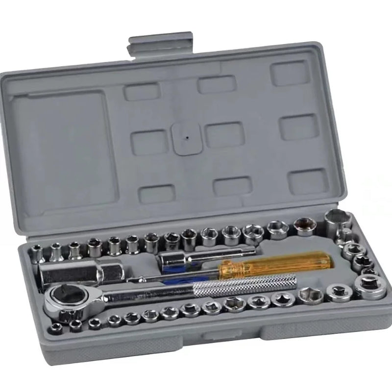 Caixa De Ferramentas Catraca Soquetes Com 40 Peças
