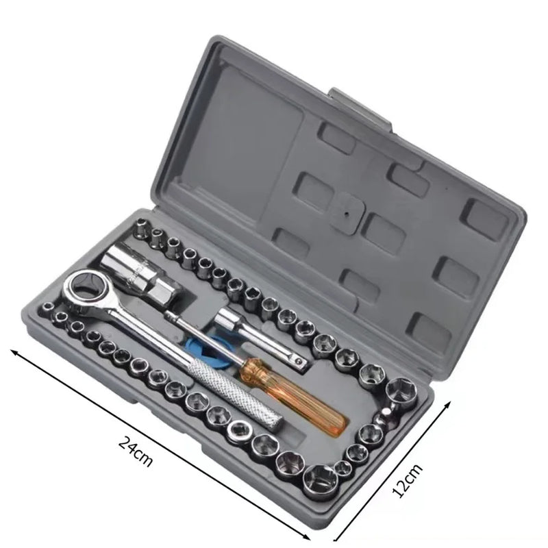 Caixa De Ferramentas Catraca Soquetes Com 40 Peças